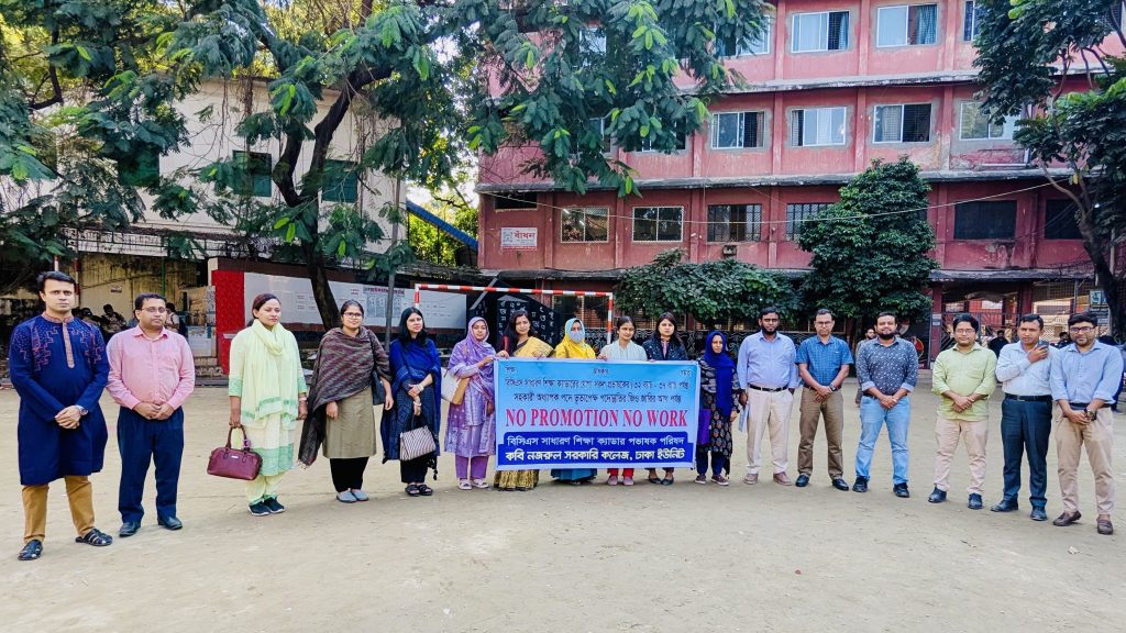 ‘নো প্রমোশন, নো ওয়ার্ক’ কর্মসূচিতে কবি নজরুল কলেজের প্রভাষকরা d2484ad7-885a-4a9f-8084-21efe22f9f9d